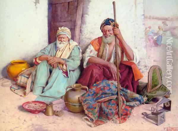 Arab Merchants Oil Painting - Guiseppe Signorini