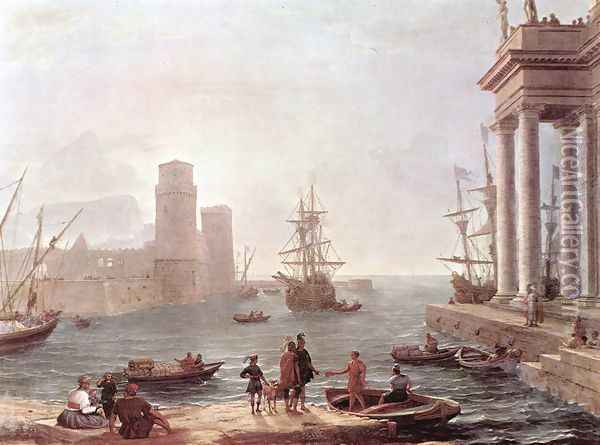 Port Scene with the Departure of Ulysses from the Land of the Feaci 1646 Oil Painting - Claude Lorrain (Gellee)