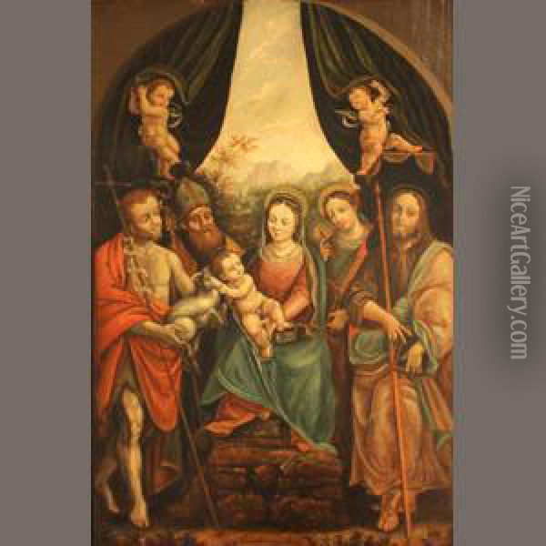 The Madonna And Christ Child With Saints Oil Painting - Bernardino Lanino