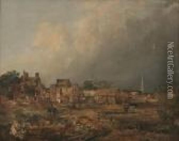 A Farm Near Norwich Oil Painting - John Constable