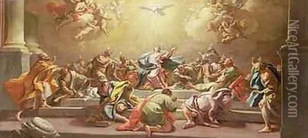 The Descent of the Holy Spirit Oil Painting - Francesco de Mura