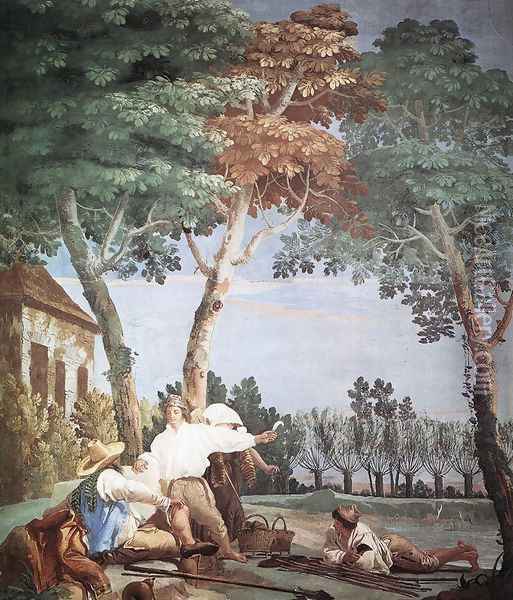 Peasants At Rest 1757 Oil Painting - Giovanni Domenico Tiepolo