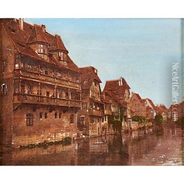 Houses Along The Canal Oil Painting - Charles Caryl Coleman