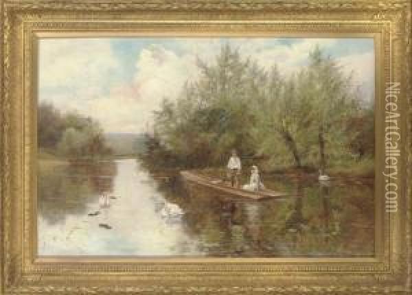 Near Hurley, On The Thames Oil Painting - Theodore Hines
