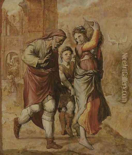 The Expulsion of Hagar and Ishmael Oil Painting - Pieter Aertsen
