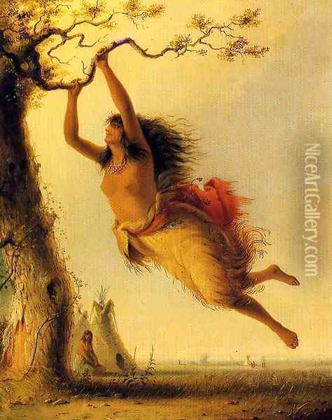Indian Girl Swinging Oil Painting - Alfred Jacob Miller