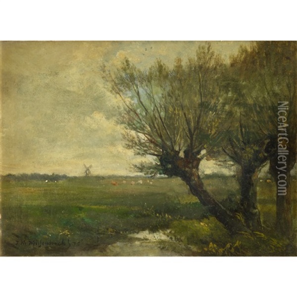 The Three Willows Oil Painting - Jan Hendrik Weissenbruch