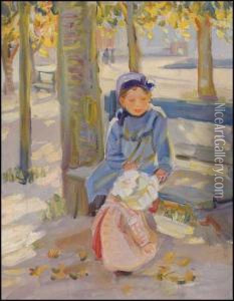 Minding Baby Oil Painting - Helen Galloway Mcnicoll