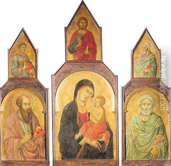 Madonna and Child with Saints Peter and Paul Oil Painting - Ugolino Di Nerio (Da Siena)