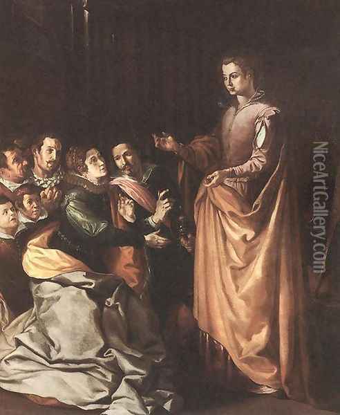 St Catherine Appearing to the Prisoners 1629 Oil Painting - Francisco De, The Elder Herrera