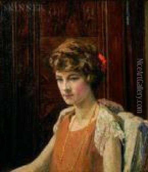Portrait Of The Artist's Daughter Oil Painting - Wilson Henry Irvine