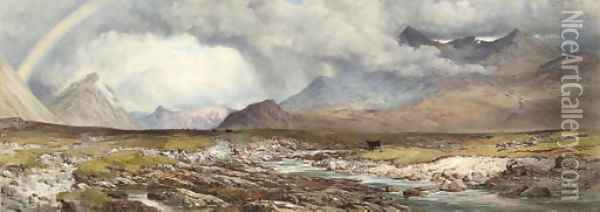 Glen Sligachan, Cuchullin Hill, Isle of Skye Oil Painting - Paul Jacob Naftel