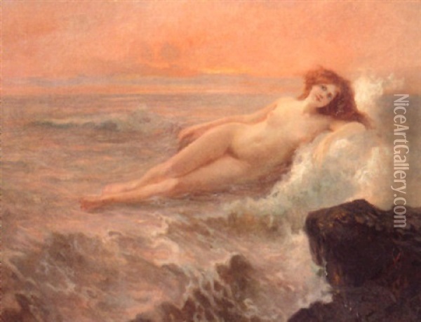 A Sea Nymph Oil Painting - Josef Jungwirth