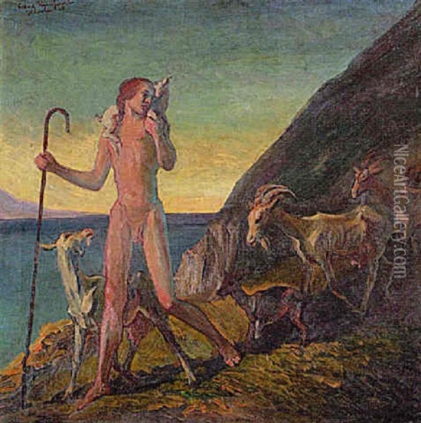 Die Ziegenhirte Oil Painting - Franz Reinhardt the Elder