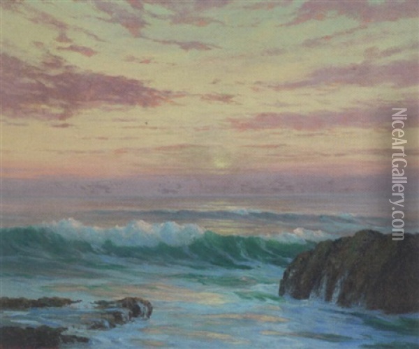 California Surf Oil Painting - Roi Clarkson Colman