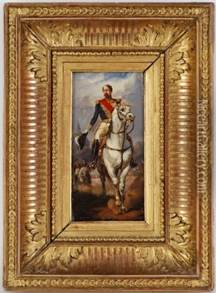 Portrait Equestre De Napoleon Iii Devant Les Invalides Oil Painting - Charles (Louis Etienne Ch.) Porion