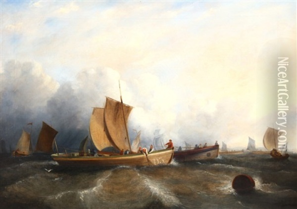 Shipping In Choppy Waters Oil Painting - George Clarkson Stanfield