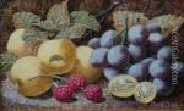 Still Life - Various Fruits, Grapes, Raspberries, Gooseberries
 Etc. Oil Painting - Oliver Clare