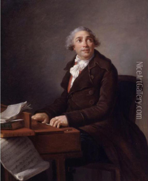 Portrait Of The Composer, Giovanni Paisiello Oil Painting - Elisabeth Vigee-Lebrun
