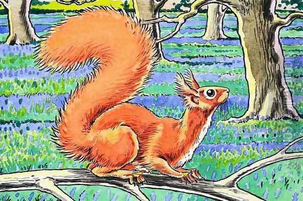 Little Red Squirrel 7 Oil Painting - Harry M. Pettit