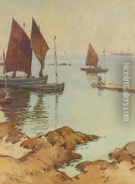 Coastal View Oil Painting - Hezekiah Anthony Dyer