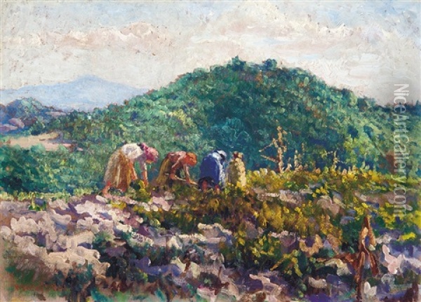 On The Field Oil Painting - Tivadar Jozef Mousson
