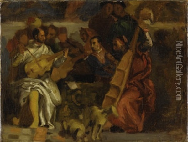 Musicians (after Veronese) Oil Painting - Eugene Delacroix