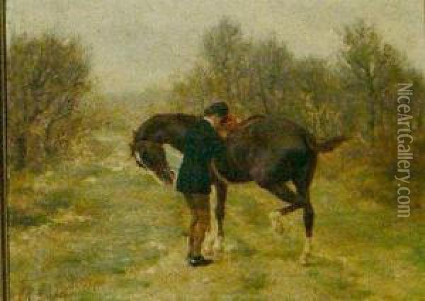Horse And Rider Oil Painting - Jean Richard Goubie