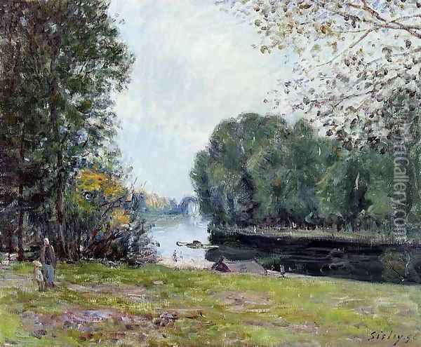 A Bend in the Loing, Sunlighjt 1896 Oil Painting - Alfred Sisley