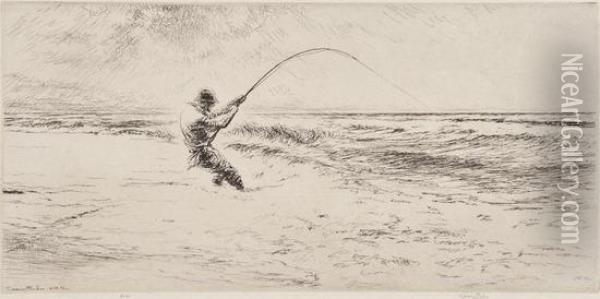Surf Fishing Oil Painting - Kerr Eby