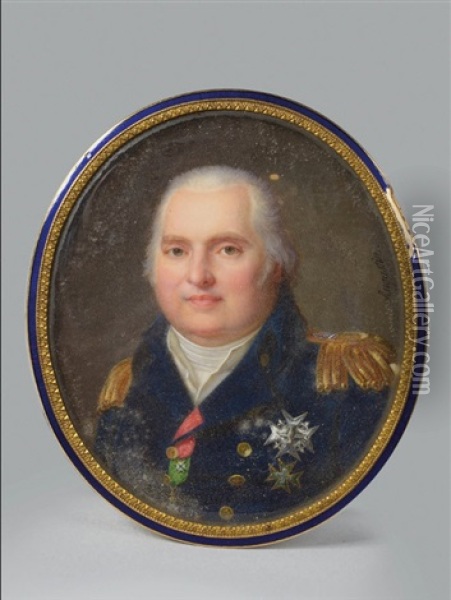 Portrait De Louis Xviiieme (1755-1824), Roi De France (1814-1824) En Habit Militaire Portant L
