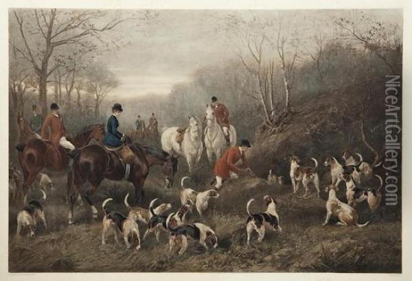 A Fox Hunting Scene Oil Painting - Heywood Hardy