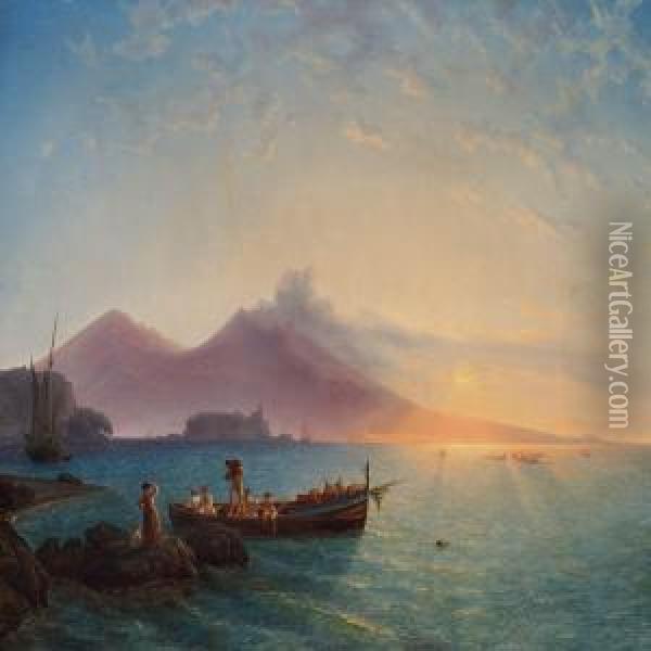 Bay Of Naples Oil Painting - Friedrich Thoming