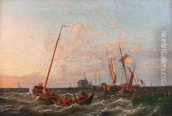View On The Scheldt Oil Painting - Pieter Christiaan Cornelis Dommersen