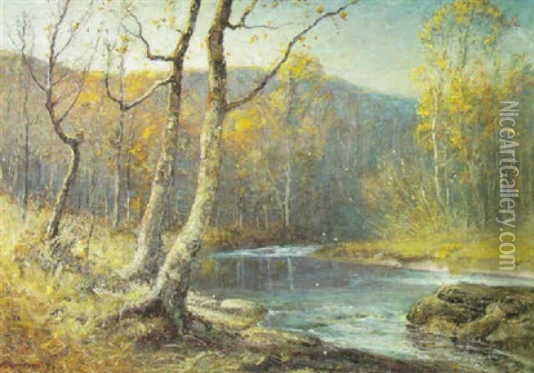 River Through The Forest Oil Painting - Franklin B. De Haven