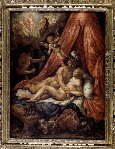 Mars Et Sa Fiancee Surpris Par Apollon Oil Painting - Hendrick De Clerck