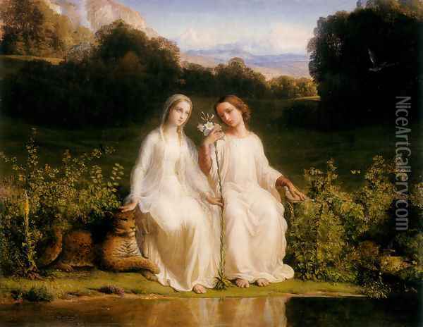 Le Poème de l'âme - Virginitas (The Poem of the Soul - Virginitas) Oil Painting - Anne-Francois-Louis Janmot