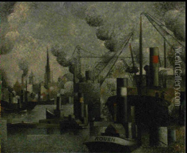 Rouen, Le Port Maritime Oil Painting - Pierre Hode