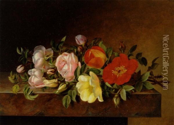 Blomster Pa En Karm Oil Painting - Hanne Hellesen
