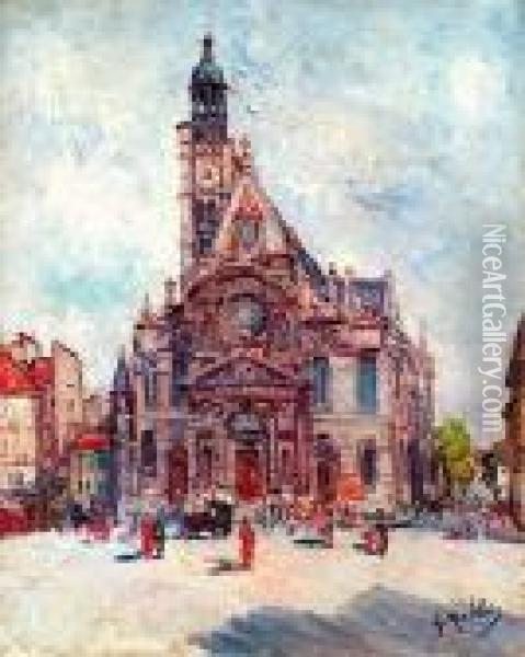 Eglise Saint-etienne Du Mont Oil Painting - Gustave Madelain