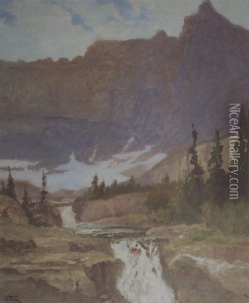 Iceberg Creek Falls Oil Painting - John Fery