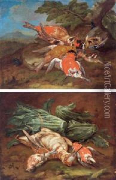 Cacciagione; Cacciagione Con Verdura Oil Painting - Ferdinand Phillip de Hamilton