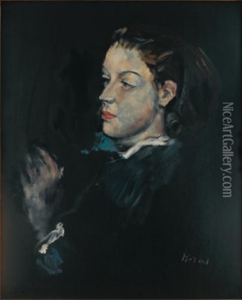 Portrait De Femme Au Corsage Bleu Oil Painting - Christian Berard