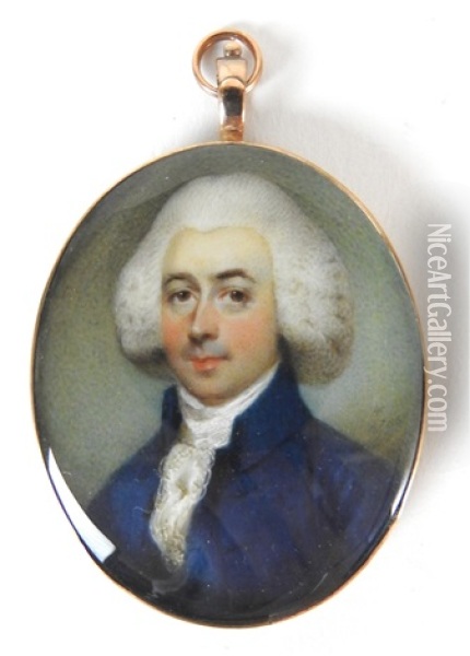 A Portrait Miniature Of A Gentleman Oil Painting - Horace Hone