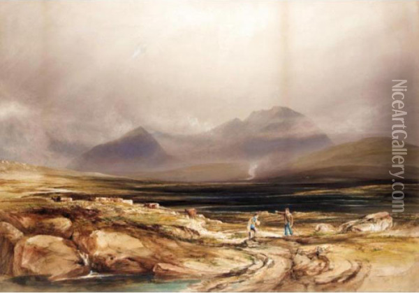 Black Mountains, Glencoe Oil Painting - Anthony Vandyke Copley Fielding