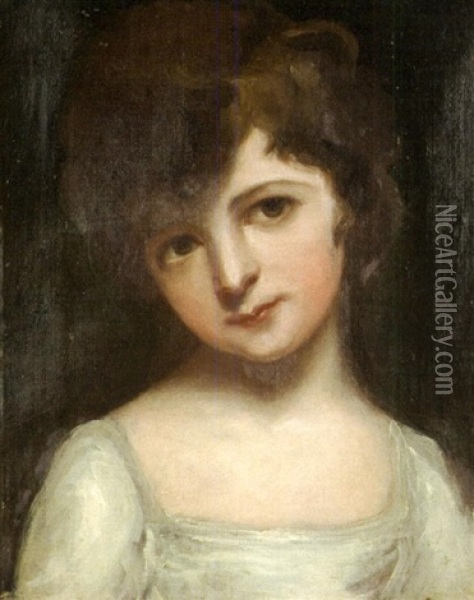 Portrait Of Maria Emily Fagniani As A Child, Later Third Marchioness Of Hertford Oil Painting - George Romney