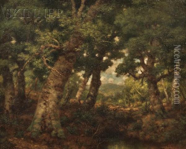 View Of A Clearing Through A Grove Oil Painting - Robert Melvin Decker