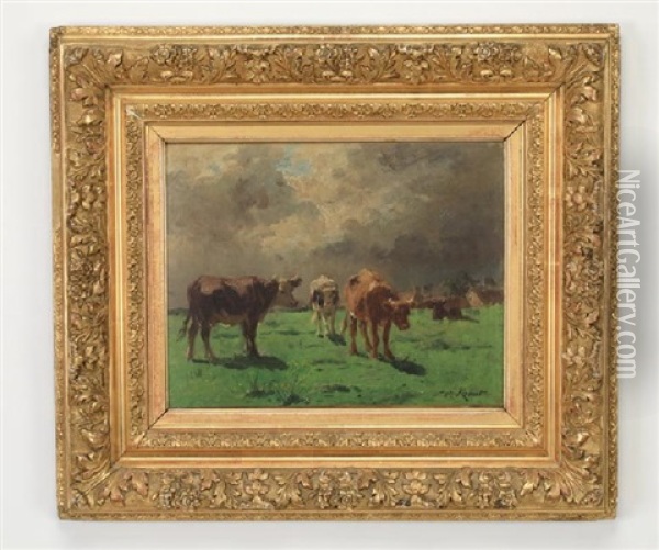 Grazing Cattle Oil Painting - Aymar (Aimard Alexandre) Pezant