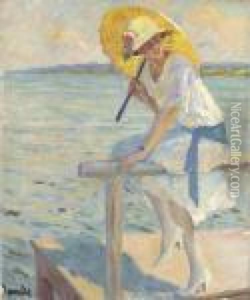 The Yellow Parasol Oil Painting - Edward Alfred Cucuel