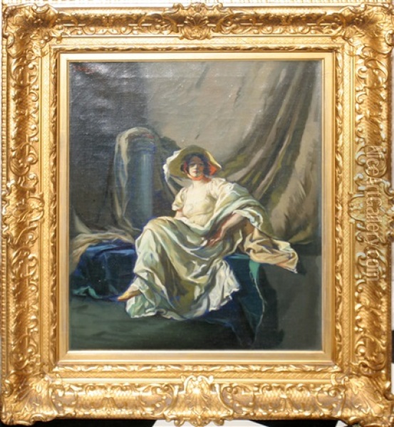 Portrait Of A Seated Woman Oil Painting - Julius Rolshoven